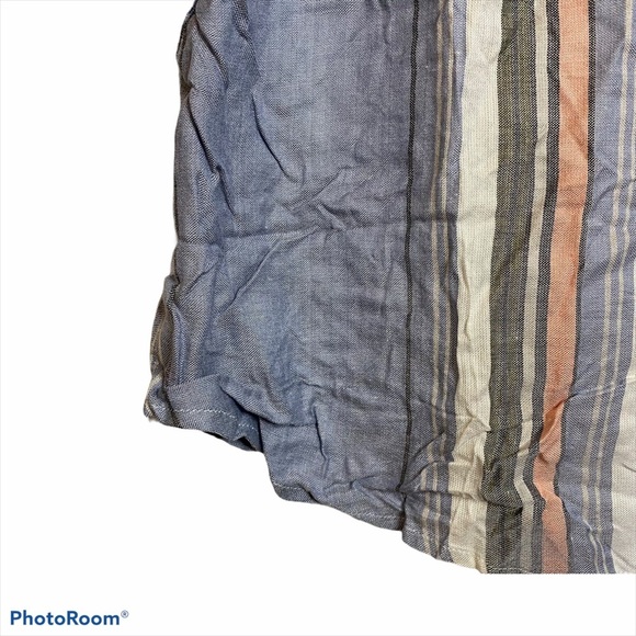 Dylan Boho Flowy Cotton Jean Striped Short Sleeve V Neck Ties Top Small S - Picture 7 of 12